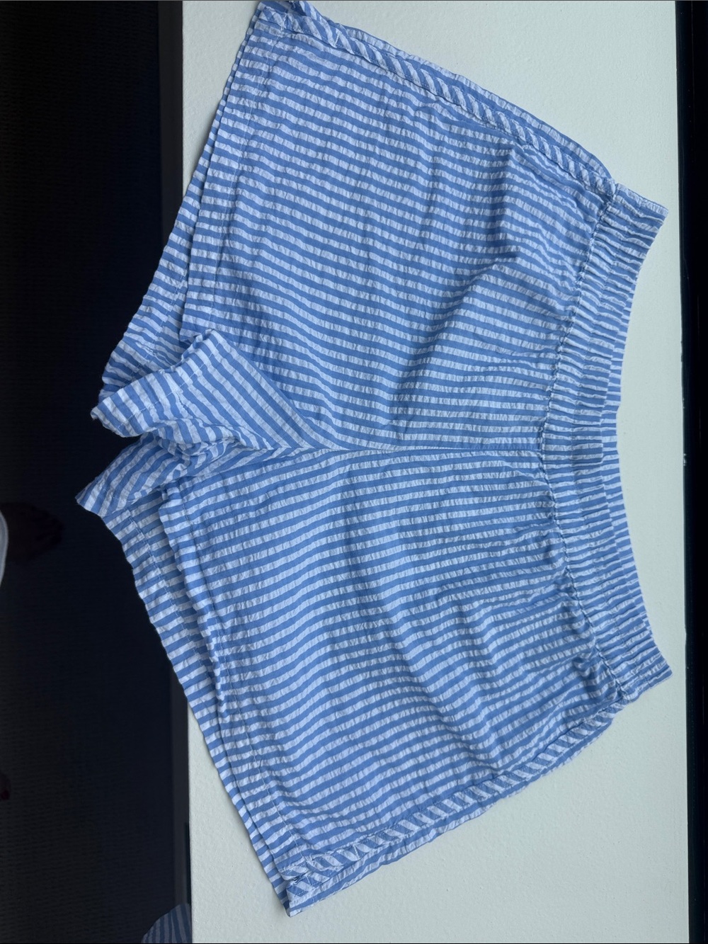Striped Blue White Cotton Sleepwear Shorts - Picture 4 of 4